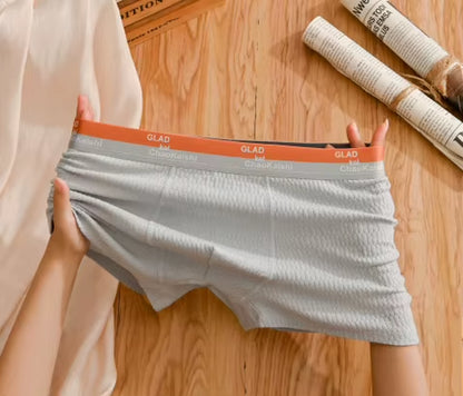 Bubble Cotton Men'S Boxer Briefs Antibacterial Breathable Sweat Absorbent Slim Mid-Waist Underwears Solid Color Sports Panties