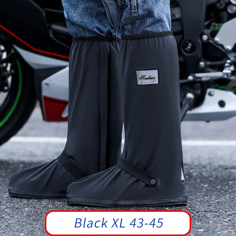 42Cm High Rain Boot Covers Waterproof PVC Overshoes Unisex, Reflective for Motorcycle Bike Work Safety, Dust Mud Rain Protection