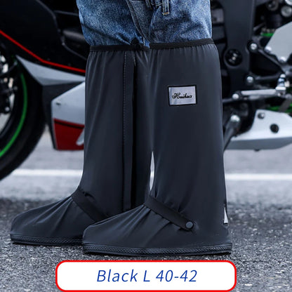 42Cm High Rain Boot Covers Waterproof PVC Overshoes Unisex, Reflective for Motorcycle Bike Work Safety, Dust Mud Rain Protection