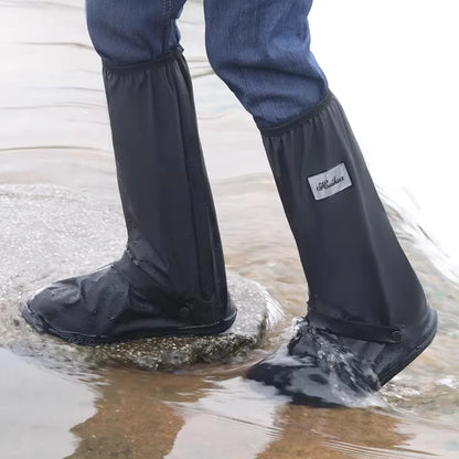 42Cm High Rain Boot Covers Waterproof PVC Overshoes Unisex, Reflective for Motorcycle Bike Work Safety, Dust Mud Rain Protection