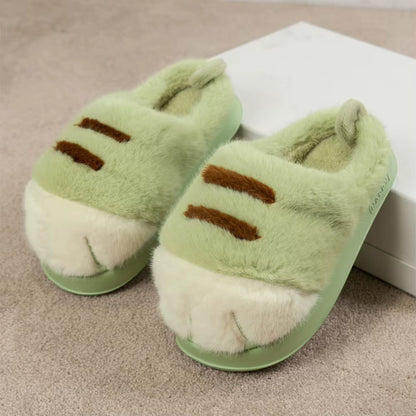 3D Cat Paw Plush Slippers Flat Thermal Slippers Comfortable Fluffy Home Slippers anti Slip Cute Paw Slippers for Indoor Bedroom