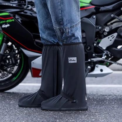42Cm High Rain Boot Covers Waterproof PVC Overshoes Unisex, Reflective for Motorcycle Bike Work Safety, Dust Mud Rain Protection