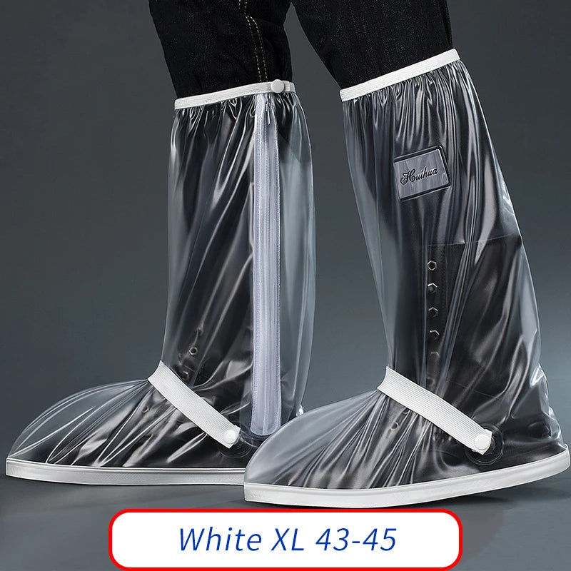 42Cm High Rain Boot Covers Waterproof PVC Overshoes Unisex, Reflective for Motorcycle Bike Work Safety, Dust Mud Rain Protection