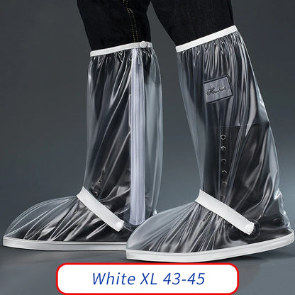 42Cm High Rain Boot Covers Waterproof PVC Overshoes Unisex, Reflective for Motorcycle Bike Work Safety, Dust Mud Rain Protection